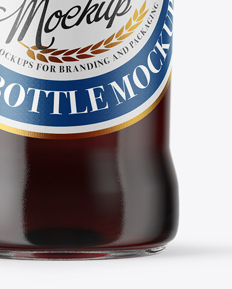 Clear Glass Bottle with Red Ale Mockup