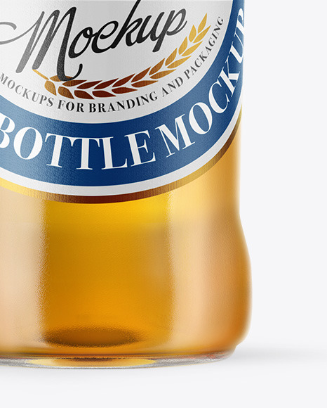 Clear Glass Lager Beer Bottle Mockup