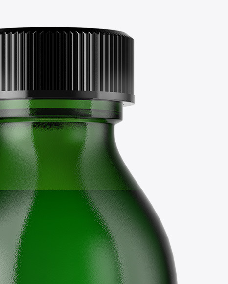 Green Glass Oil Bottle Mockup