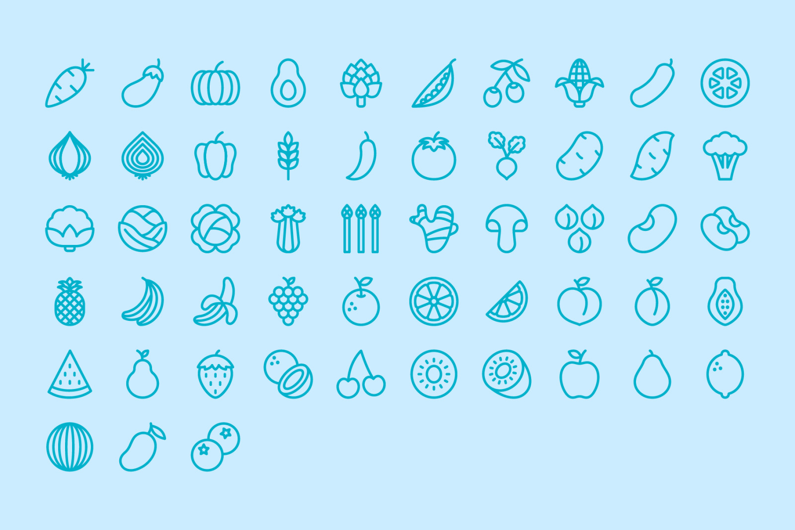 Healthy Food Line Icons