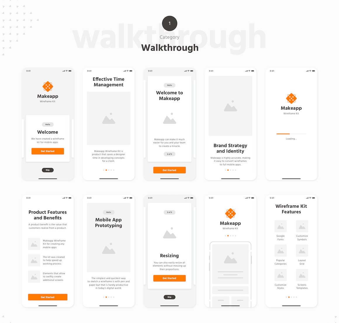 Makeapp Wireframe Kit