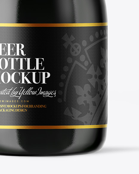 Green Glass Dark Beer Bottle Mockup