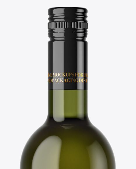 Green Glass Bottle with White Wine Mockup