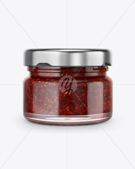 Glass Jar with Raspberry Mockup