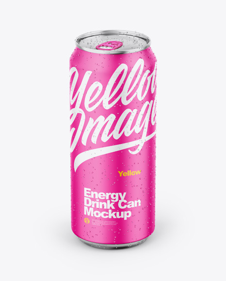 Metallic Can W Matte Finish Mockup - Matte+Drink+Can+W+Condensation+Mockup+In+Can+Mockups+On+Yellow