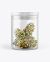 Glass Jar w/ Weed Buds Mockup