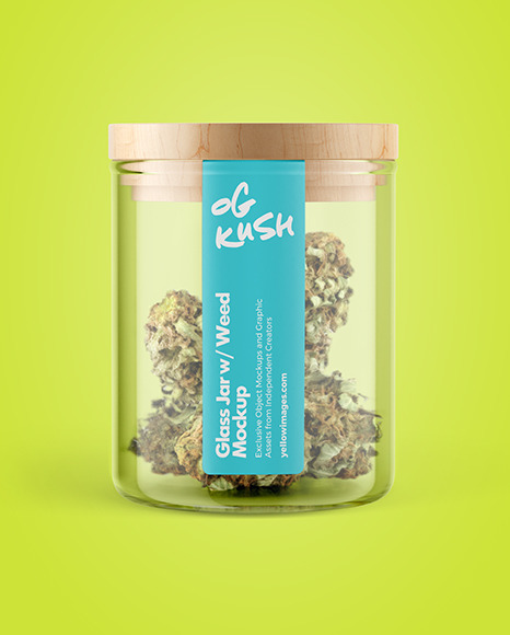 Glass Jar w/ Weed Buds Mockup