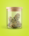 Glass Jar w/ Weed Buds Mockup