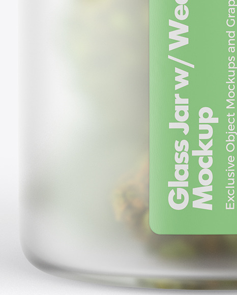 Frosted Glass Jar w/ Weed Buds Mockup