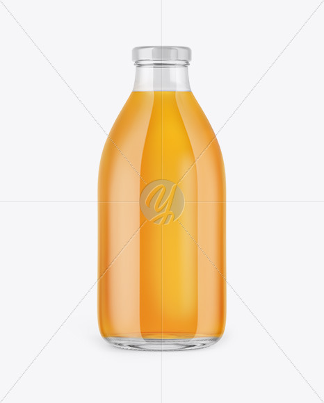 Clear Glass Bottle With Apple Juice Mockup