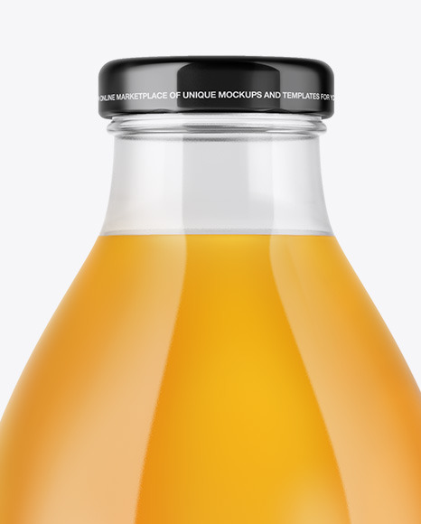 Clear Glass Bottle With Apple Juice Mockup