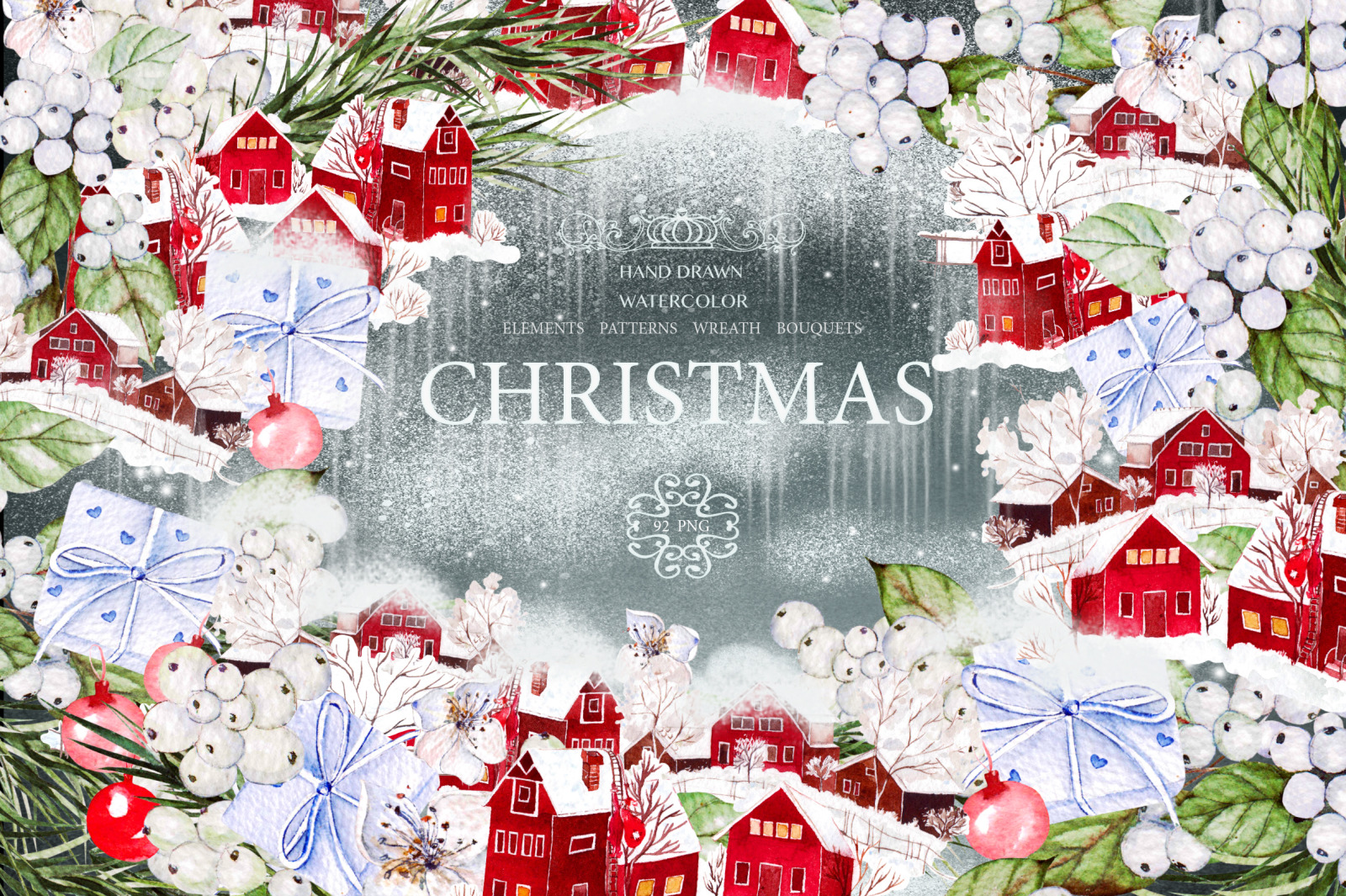 Watercolor Merry Christmas Watercolor Merry Christmas
