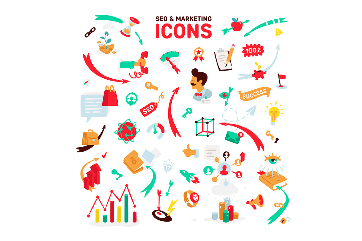 Icons and illustrations for SEO and marketing Icons and illustrations for SEO and marketing