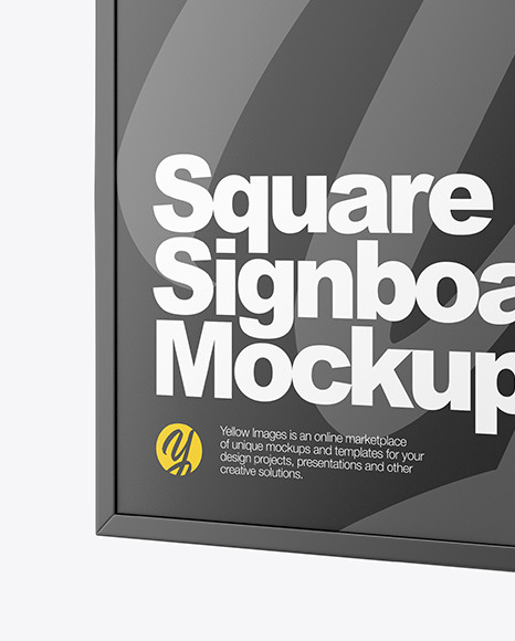 Metallic Square Signboard Mockup