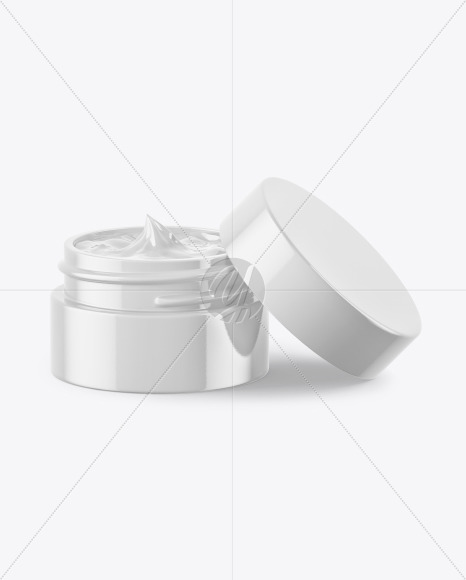 Opened Glossy Cosmetic Jar Mockup