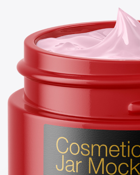 Opened Glossy Cosmetic Jar Mockup