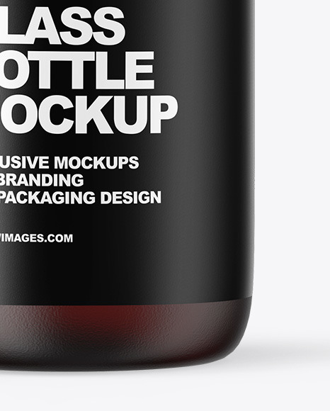 Frosted Dark Amber Glass Oil Bottle Mockup