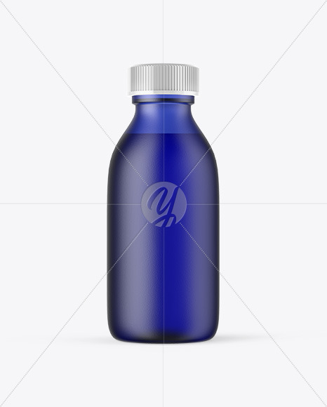 Frosted Blue Glass Oil Bottle Mockup