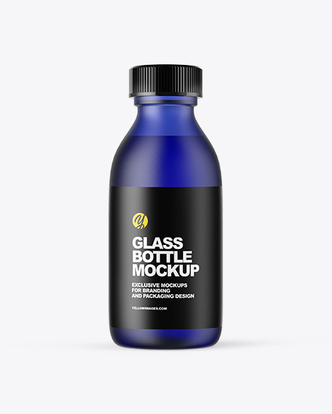 Frosted Blue Glass Oil Bottle Mockup - Frosted glass