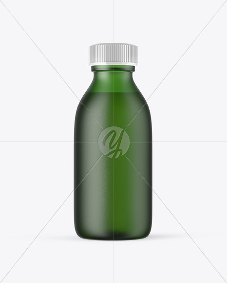 Frosted Green Glass Oil Bottle Mockup