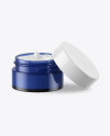 Opened Blue Glass Cosmetic Jar Mockup