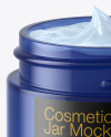 Opened Blue Glass Cosmetic Jar Mockup