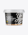 Plastic Container w/ Peanuts Mockup - Front View