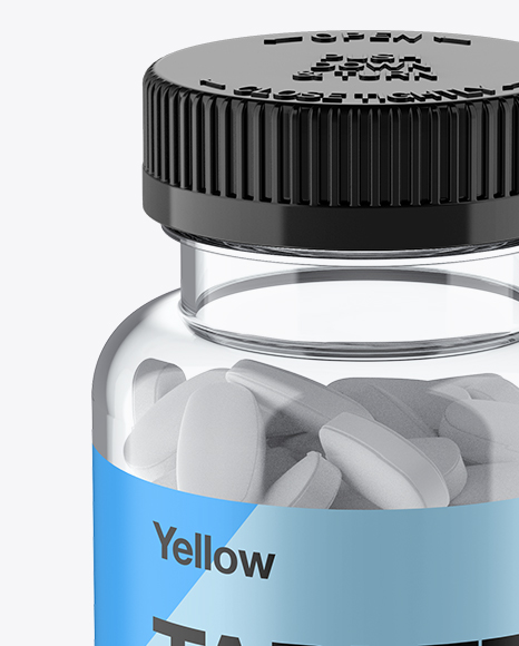 Clear Pill Bottle Mockup (High-Angle Shot)