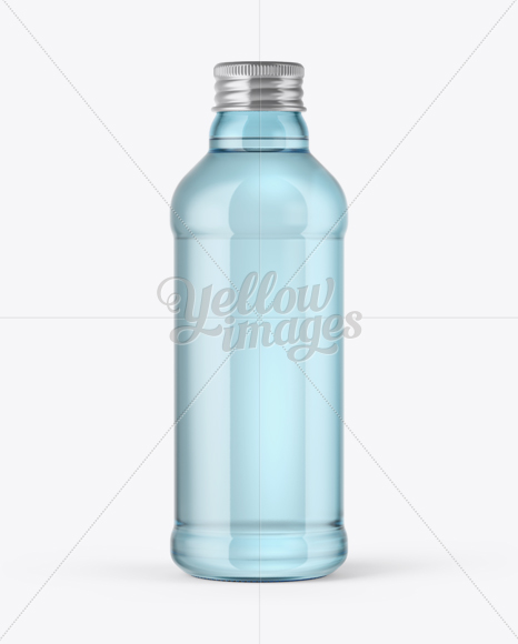 Aqua Blue Glass Bottle w/ Metal Cap Mockup