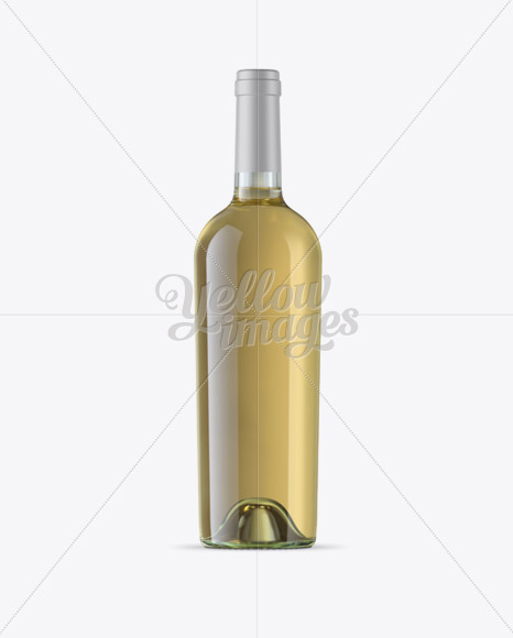 Clear Glass Bottle w/ White Wine Mockup