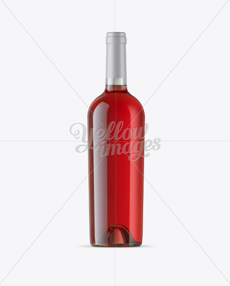 Clear Glass Bottle w/ Pink Wine Mockup Clear Glass Bottle w/ Pink Wine Mockup