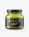 Glass Pesto Sauce Jar in Shrink Sleeve Mockup