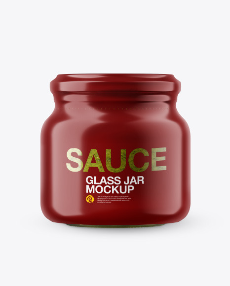 Glass Pesto Sauce Jar in Shrink Sleeve Mockup