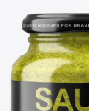 Glass Pesto Sauce Jar in Shrink Sleeve Mockup