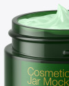 Opened Dark Green Glass Cosmetic Jar Mockup