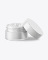 Opened Frosted Clear Glass Cosmetic Jar Mockup