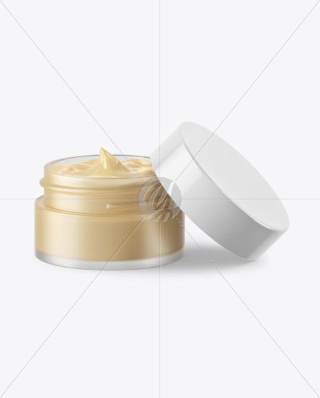 Opened Frosted Glass Cosmetic Jar Mockup