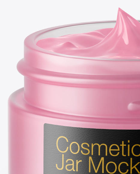 Opened Frosted Glass Cosmetic Jar Mockup