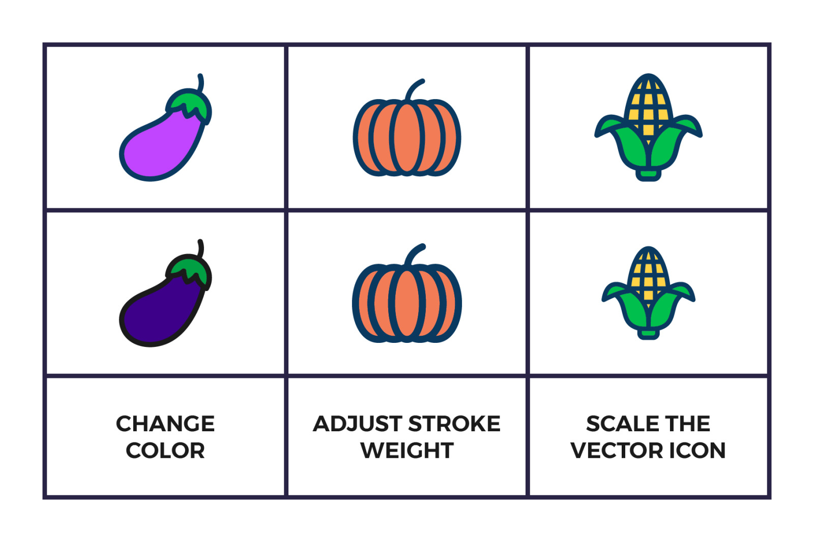 Fruit and Vegetables Icon Set