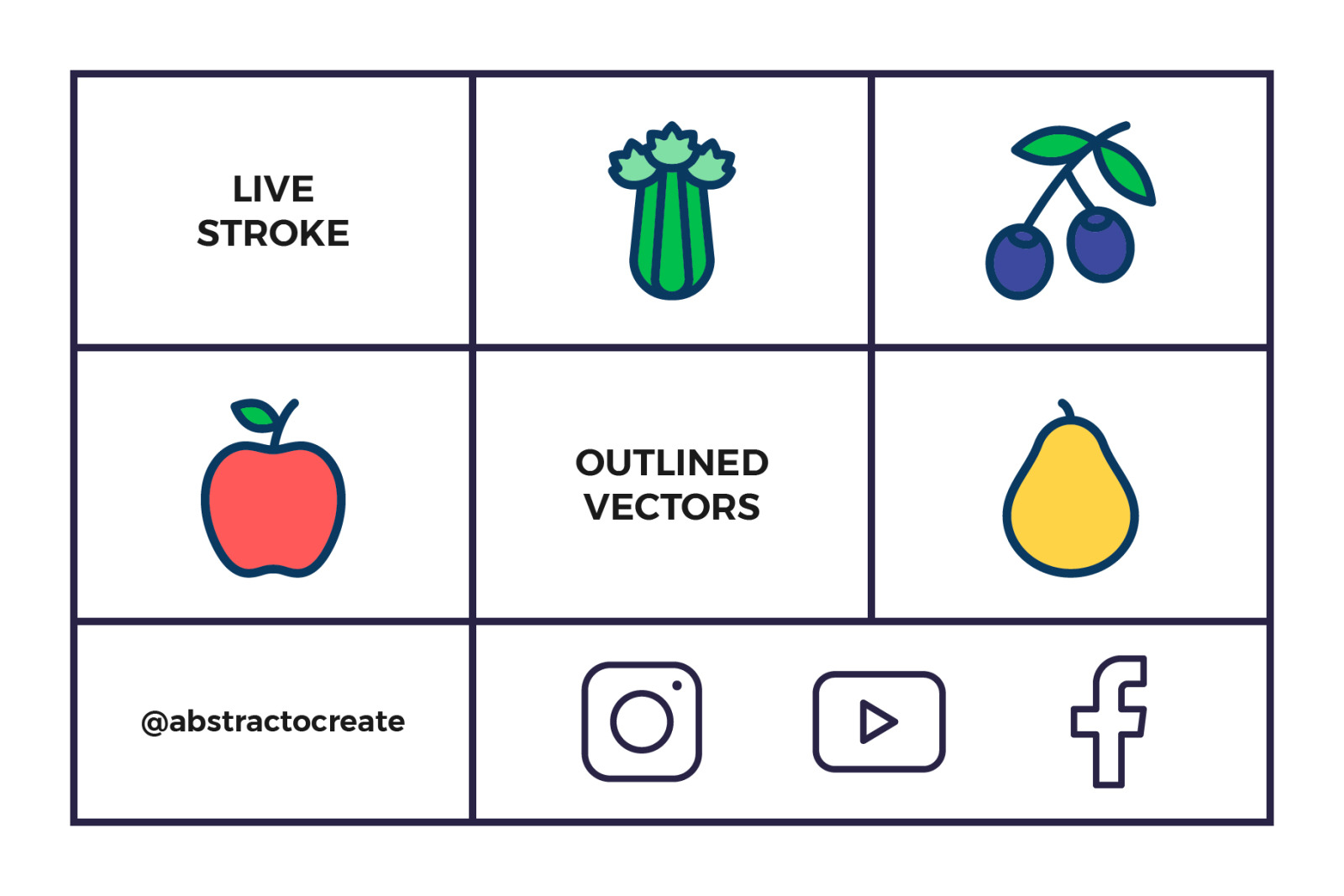 Fruit and Vegetables Icon Set