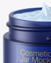 Opened Dark Frosted Blue Glass Cosmetic Jar Mockup