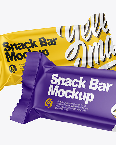 Two Glossy Snack Bars Mockup