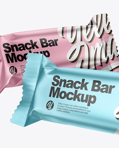 Two Matte Metallic Snack Bars Mockup