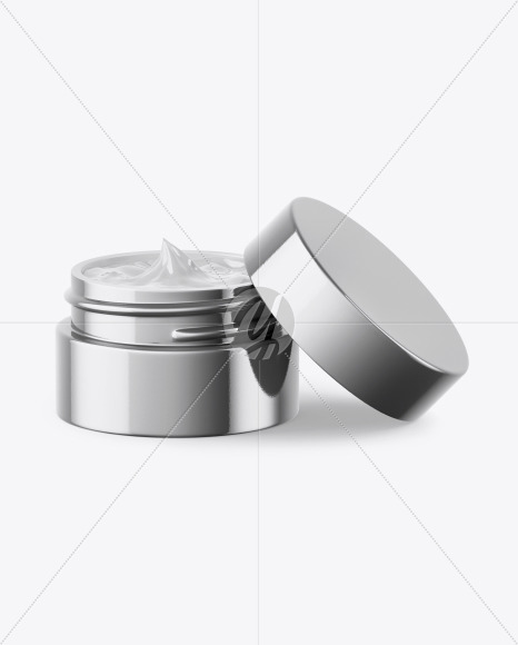 Opened Metallic Cosmetic Jar Mockup