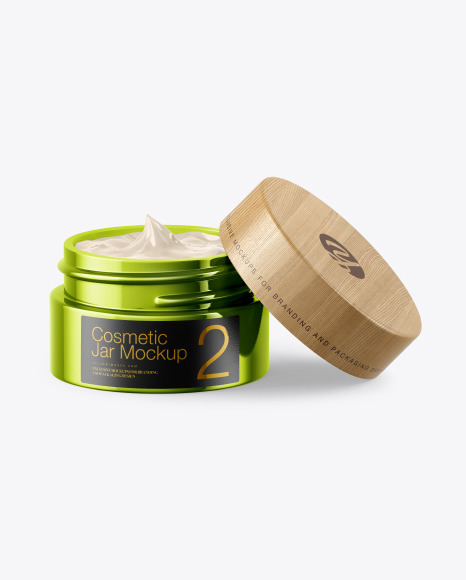 Opened Metallic Cosmetic Jar Mockup Opened Metallic Cosmetic Jar Mockup