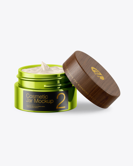 Opened Metallic Cosmetic Jar Mockup Opened Metallic Cosmetic Jar Mockup