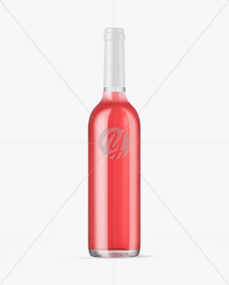 Clear Glass Pink Wine Bottle Mockup