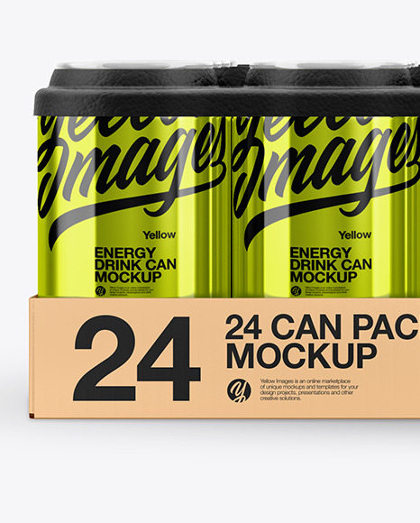 Pack with 24 Metallic Cans Mockup