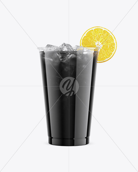 Charcoal Drink Plastic Cup with Lemon Mockup