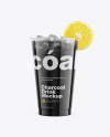 Charcoal Drink Plastic Cup with Lemon Mockup